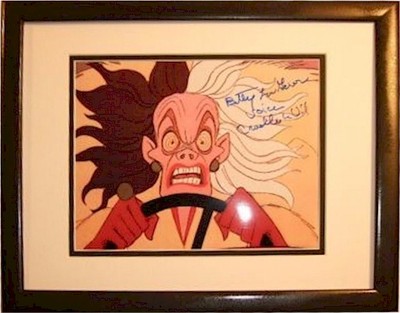   Cruella de Vil Hand Signed Betty Gerson Disney Voice 101 Dalmatians New Frame