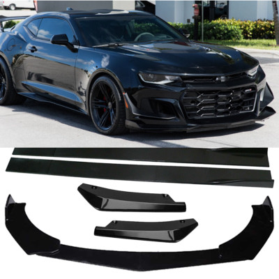 For Chevrolet Camaro Black Front&Rear Bumper Lip Splitter Spoiler Side Skirt