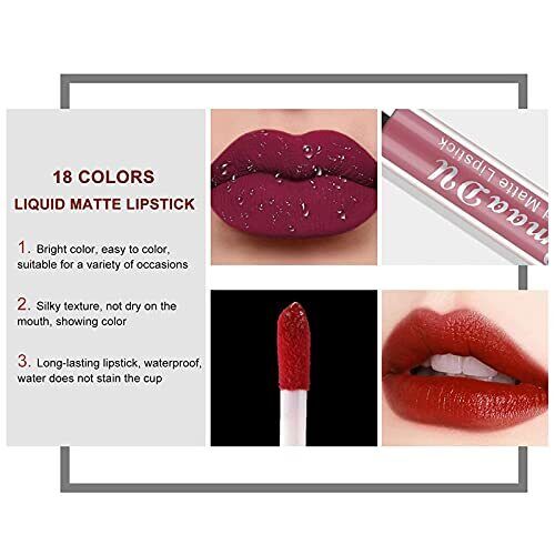 18 Pcs Liquid Matte Lipstick Set Long Lasting Waterproof Smudge Proof Lip Gloss - Picture 6 of 9
