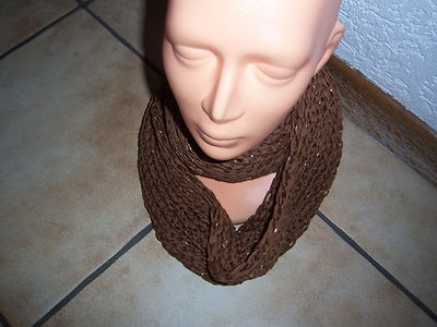Loop handgestrickt mit Esperanza dunkelbraun 10 Baumwolle mit Glanz Sommer Loop