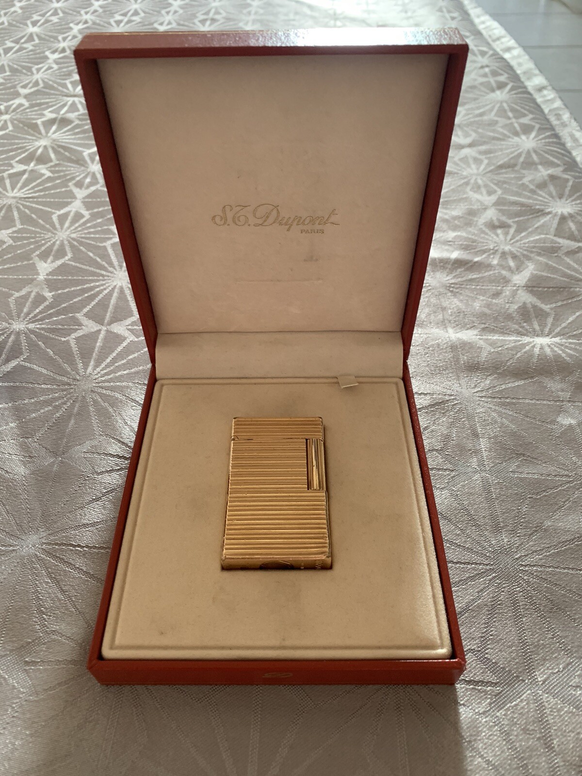 Pince à Cravate élégante S.T. Dupont Paris - Plaqué Or, Avec Sa Boîte D'origine