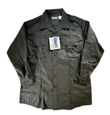 New Blauer Long Sleeve Tactical Shirt Security Black Cotton Blend Button Size LG