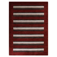 Eco-Friendly Hand Knotted Loom Wool Area Rug Contemporary Red Brown BBL00904