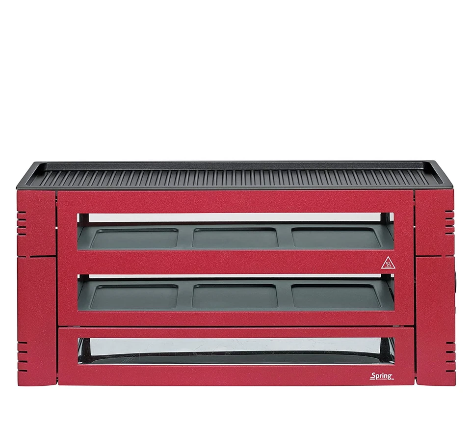 Spring 3367710003 – Raclette 6 Pfännchen Tischgrill Grillplatte Aluminium rot