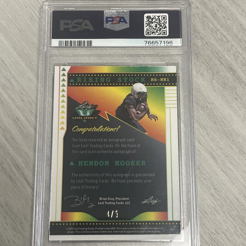 2022 Leaf Valiant Rising Stock Auto Rs Auto Leopard Hendon Hooker 4/5 PSA 10🔥 - Image 4 of 4