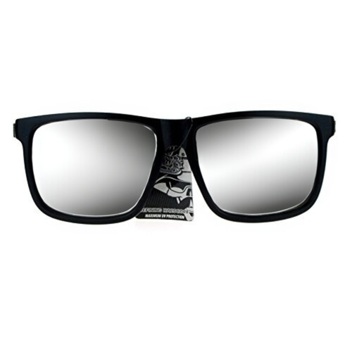 Locs Oversized Gangster Glasses Men Silver Mirror Lens Flat Top Large Sunglasses - Picture 4 of 8