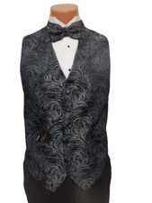New Tuxedo Vest Bill Blass Retail stock Black Silver Fireworks 89.95 TUXXMAN