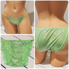 Victorias Secret Dream Angels Shiny Wet Look Bikini Panty 6/M GREEN Citron