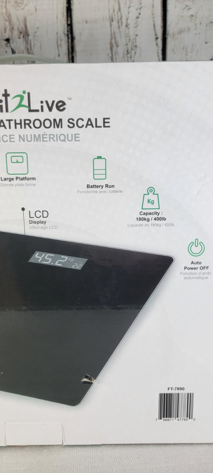 Digital bathroom Scale (Fit2Live) 400lb Capacity, 6mm Tempered Glass