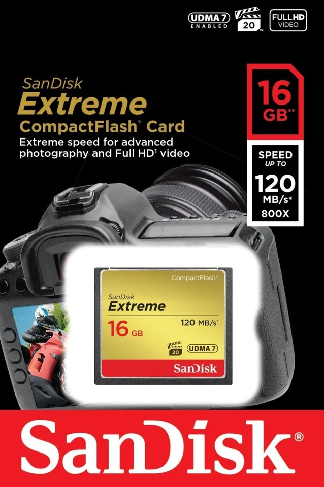 SanDisk 16GB Extreme CF Compact Flash UDMA Memory Card 120MB/s 800x SDCFXS-016G - Image 3 of 4