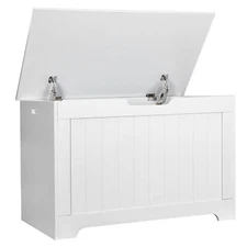 Storage Chest 30" Storage Bench Toy Chest Box Organizer w/2 Safety Hinges White