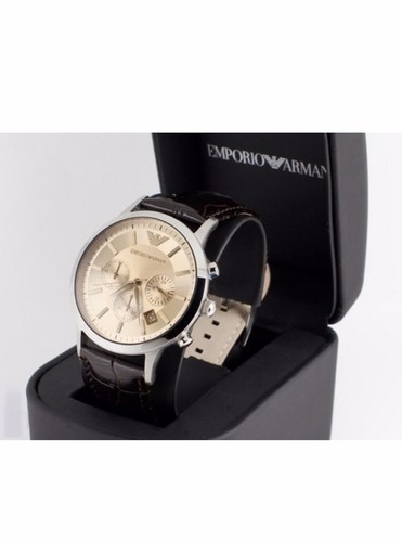 EMPORIO ARMANI AR2433 RENATO BROWN LEATHER CHRONOGRAPH WATCH