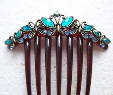 Vintage French twist hair comb butterfly design 1980s NO US IMPORT FEE