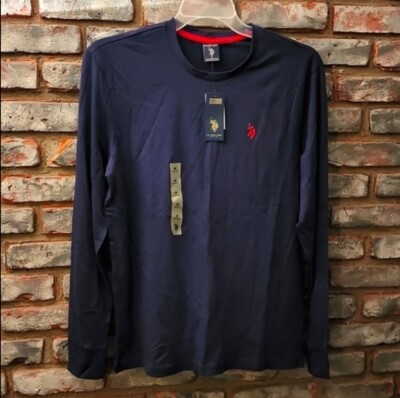 U.S. Polo Assn.  Mens Navy Blue Crew Neck Long Sleeve Shirt Top  Medium