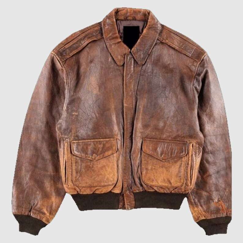 Men 80s A2 Flight Vintage Style Military Leather Jacket Men 80s A2 Flight Vintage Style Military Leather Jacket