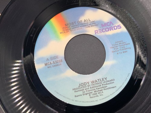 Jody Watley Most of All + instrumal 45 RPM Vinyl 7” MCAPicture Sleeve functional - Picture 6 of 7