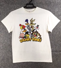 Vtg Looney Tunes T Shirt Mens Medium White Sylvester Bugs Taz Coyote Daffy Gang