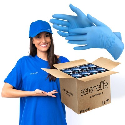 SereneLife 1000 Pcs. Soft Industrial Gloves - Nitrile & Vinyl Gloves Powder Free