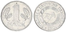 DDR 1 Mark 1975 A Fehlpr&auml;gung: 50 Grad Stempeldrehung ss-vz 111294