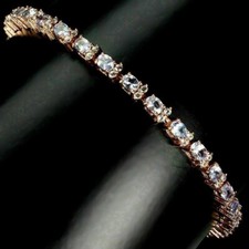 Silver Bracelet Tanzanite Natural Gems Solid Sterling Gold Coated 8 1/4 to 9 1/2