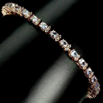 Silber Armband Tansanit Natur Edelsteine massiv Sterlingsilber beschichtet 8 1/4 bis 9 1/2