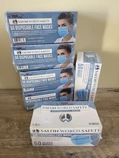 6 boxes of 50 Salon World Safety Face Masks Breathable Disposable 3-Ply