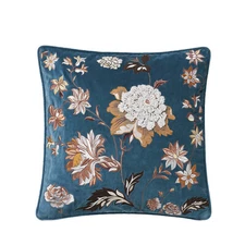 FRONTGATE PILLOW COVER Astoria Teal Embroidered sham 20" Decorative Floral velve