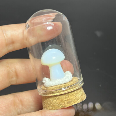 Carved Opalite mushrooms Skull Quartz Crystal Skull Mineral Specimen Gem 1PC