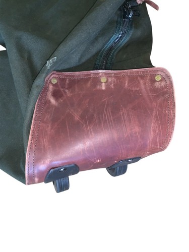 ORVIS Canvasback Leather Canvas Golf Bag Travel Rolling GOLF BAG Luggage READ - Picture 2 of 10