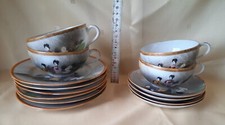 chinesisches Porzellan Teller Tassen 2 Damen im Garten Teeservice China