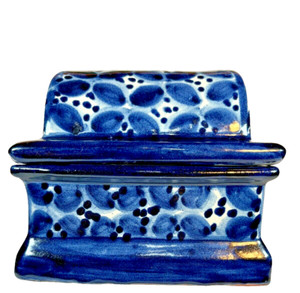 Talavera Pottery from Mexico Blue & White Trinket/ Keepsake Dome Top Mini-Chest