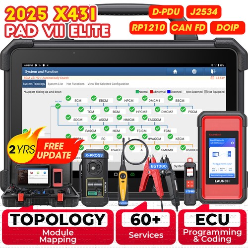 2025 LAUNCH X431 PAD VII PAD 7 OBD2 Diagnosegerät + X-PROG3 i-TPMS BST360 VSP600