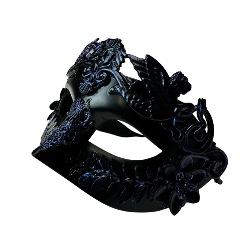 Venetian Greek Roman Warrior Egyptian Men masquerade mask (Special Black & Blue) - Picture 6 of 6