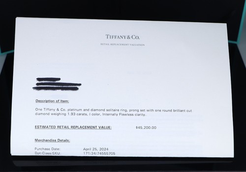 $47,800 Tiffany & Co Platinum 1.93ct Internally Flawless Diamond Engagement Ring - 第 5/13 張圖片