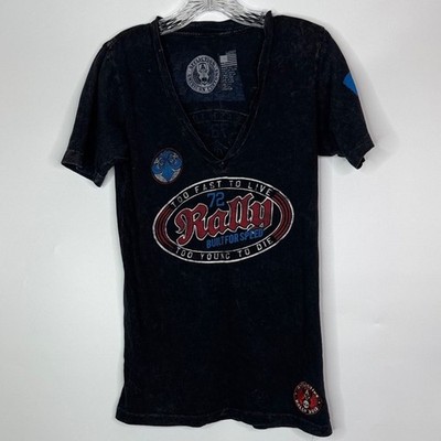 Affliction To Fast To Live Black Vneck Tshirt Size Large