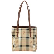 BURBERRY Nova Check Shoulder Bag PVC Leather Brown Beige GHW Italy 31KD012