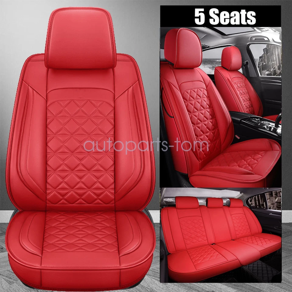 5 Seats Full Set Car Seat Covers PU Front + Rear Cushion For Infiniti QX56 QX60 - Image 4 of 4