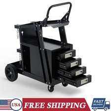 Welding Cart with 4 Drawers  Gas Tank Holder for Welder MIG TIG Plasma Cutter