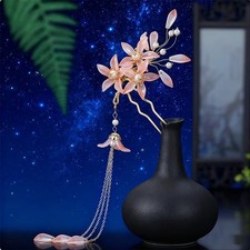 Hair Sticks Pink Floral Chinese Pins Hanfu Accessory Women Chopstick Retro