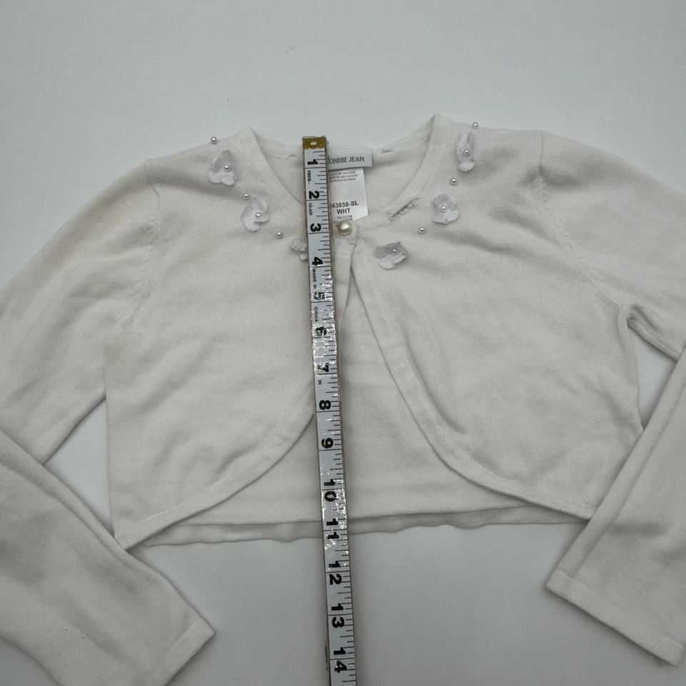 Cárdigan Bonnie Jeans para niñas pequeñas M blanco 100 % algodón. #37660 Foto 4 de 4