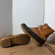 70s LL Bean Bean Boots Size 10 M Leather Brown Rubber Waterproof Made USA Duck