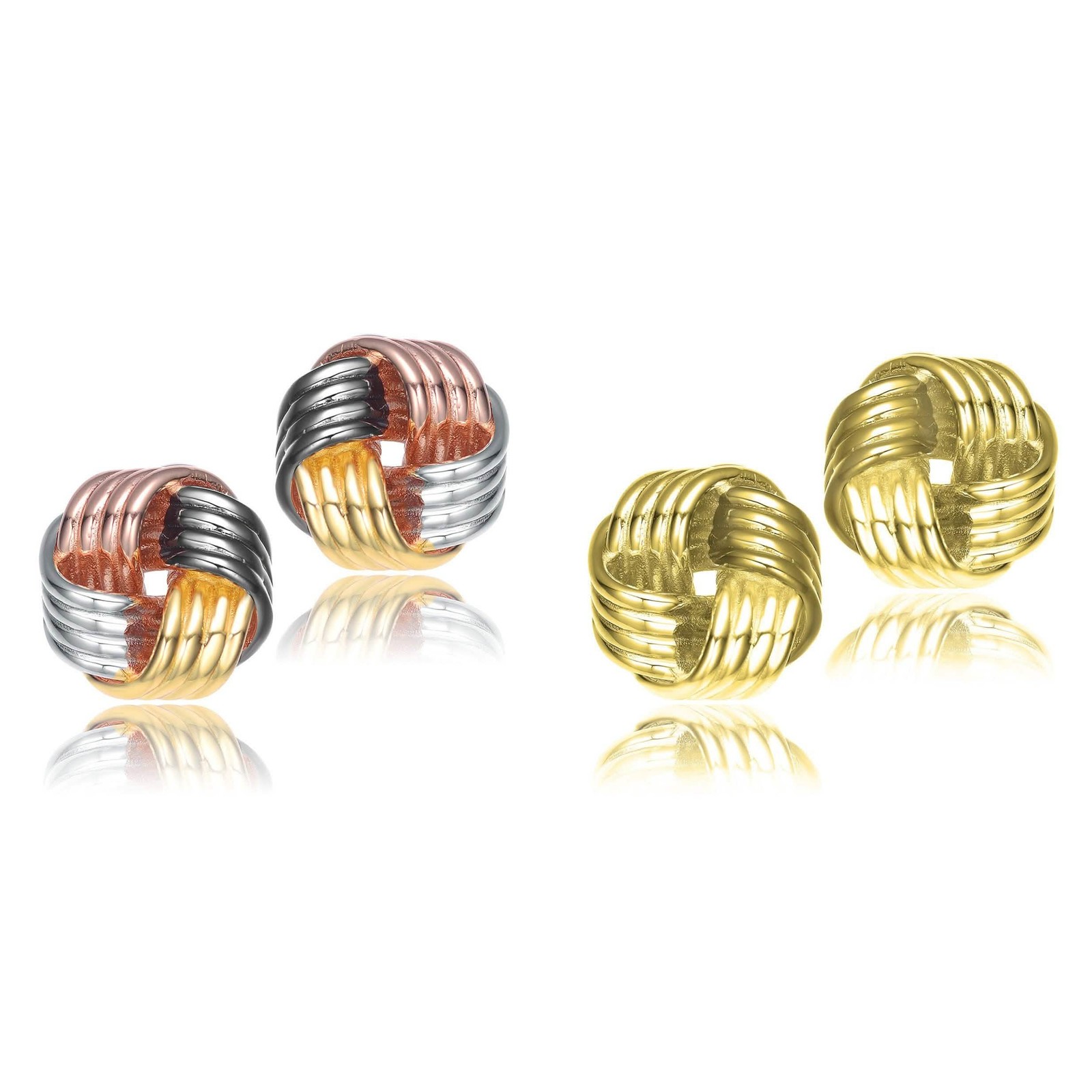 Set of 2: Twisted Button Stud Earrings