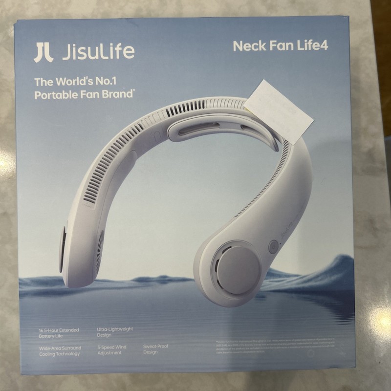 JISULIFE Portable Neck Fan –WHITE-NEW in Box - Hands-Free Cooling 5-wind Speeds
