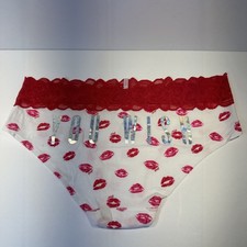 Victoria  s Secret Extra Low Rise Hipster Lace  Lips  You Wish  Panty Size L