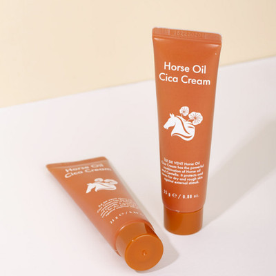 ILE DE VENT Horse Oil Cica Cream 25g 0.88 oz.  JEJU Calming Repairing K-Beauty