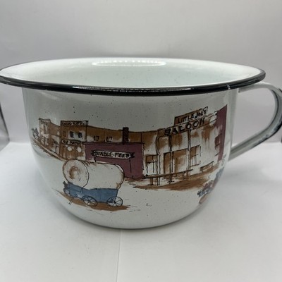 Daugherty Studio Littleton Co Enamelware  Popcorn Bowl Bucket 9'' W