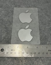 Apple Logo Sticker, OEM, Silver 1.5x2 inches, Sheet of 2