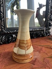 1970s Jersey Pottery Vase With Stylised Glaze Pattern & Flared Rim Studio Decor