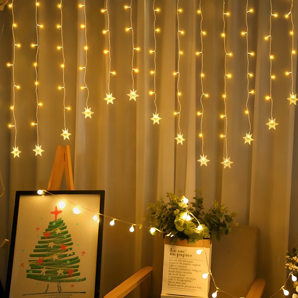 Salcar 2M 104Er LED Schneeflocke Lichtervorhang Lichterkette LED Weihnachtsdeko-image