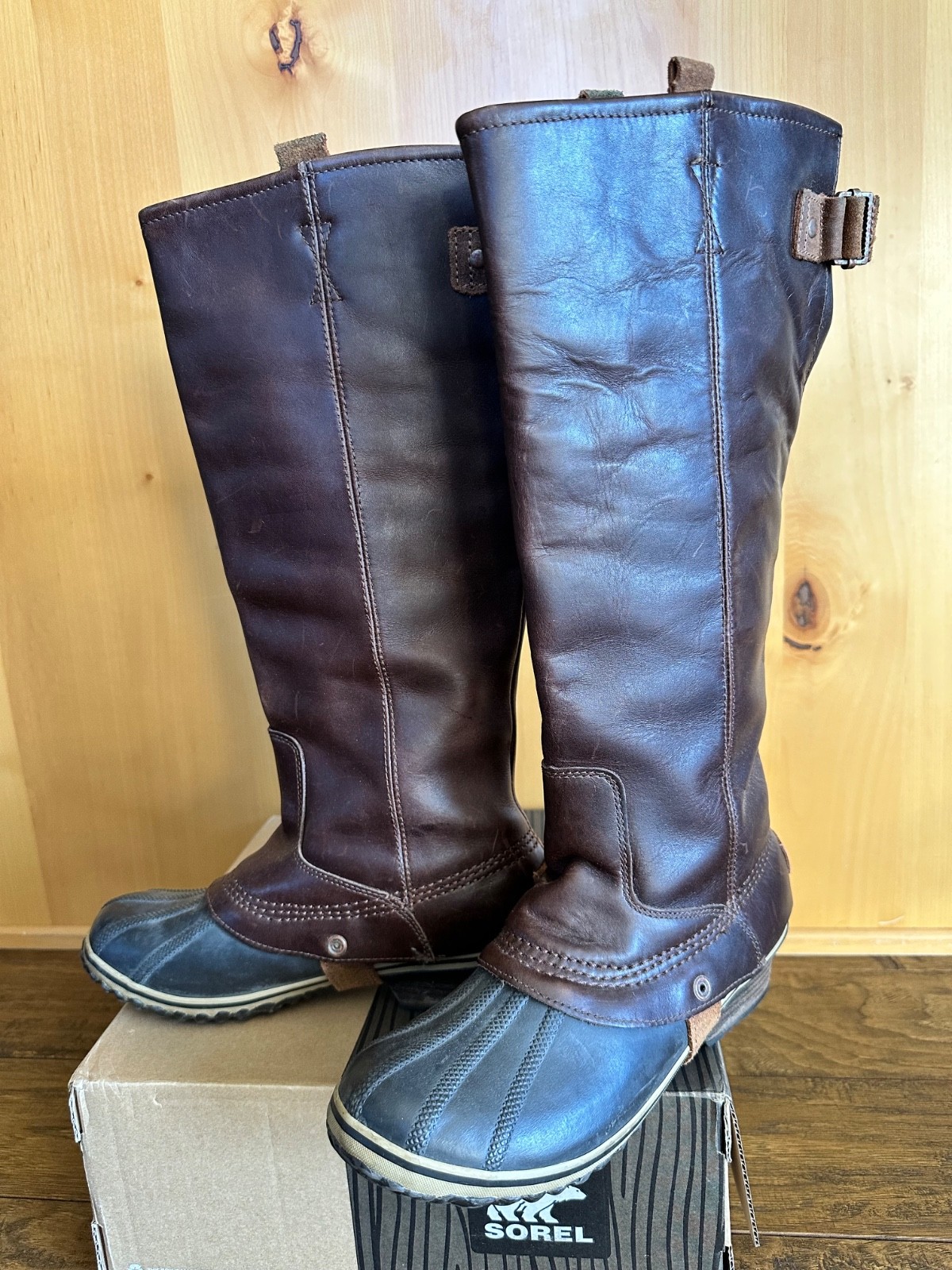 SOREL SLIMPACK TALL 9.5 NUTMEG Brown EQUESTRIAN Riding Rain Waterproof RARE EUC! image 2